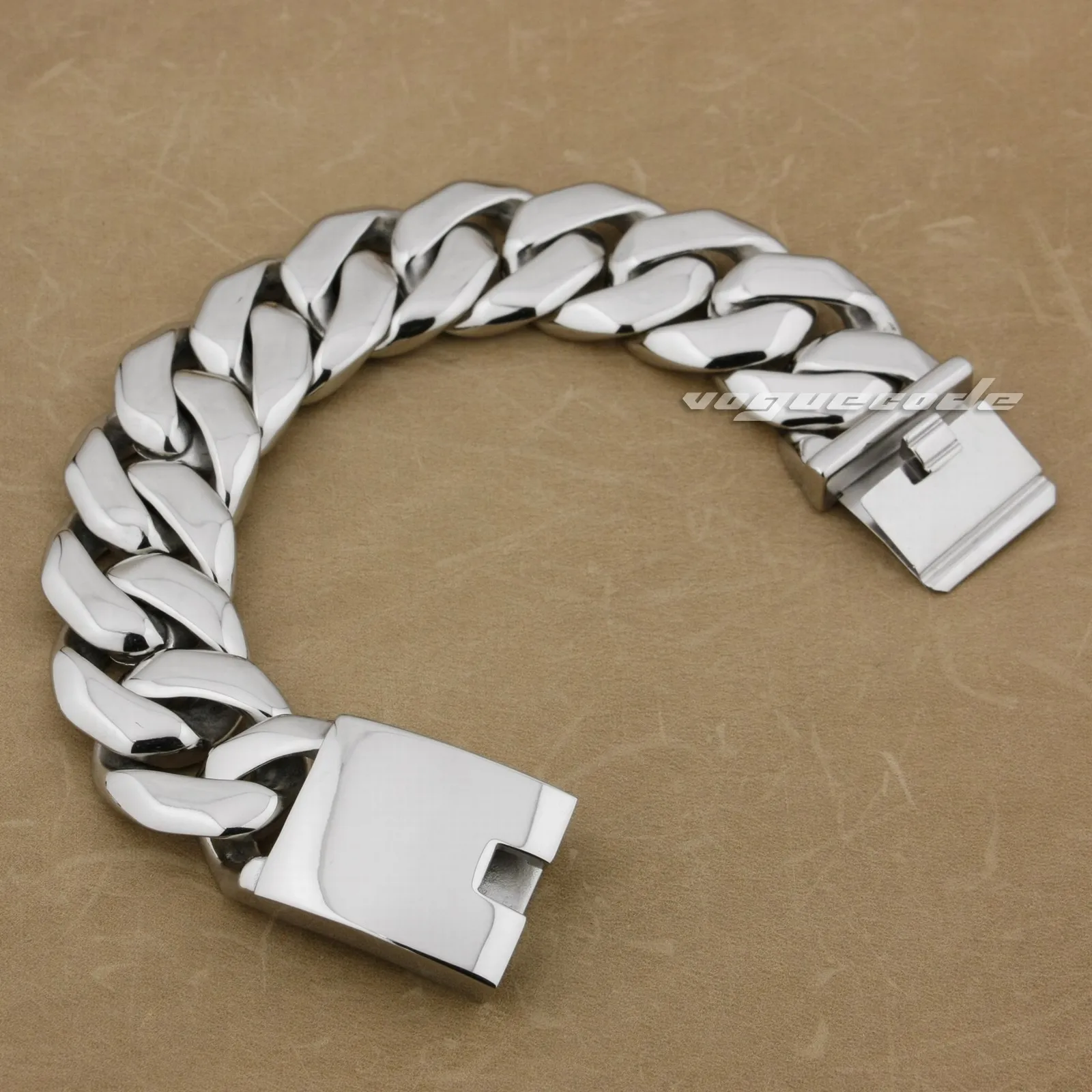 

Stainless Steel Huge Cuban Link Bracelet Biker Rock Punk Chain 5C005