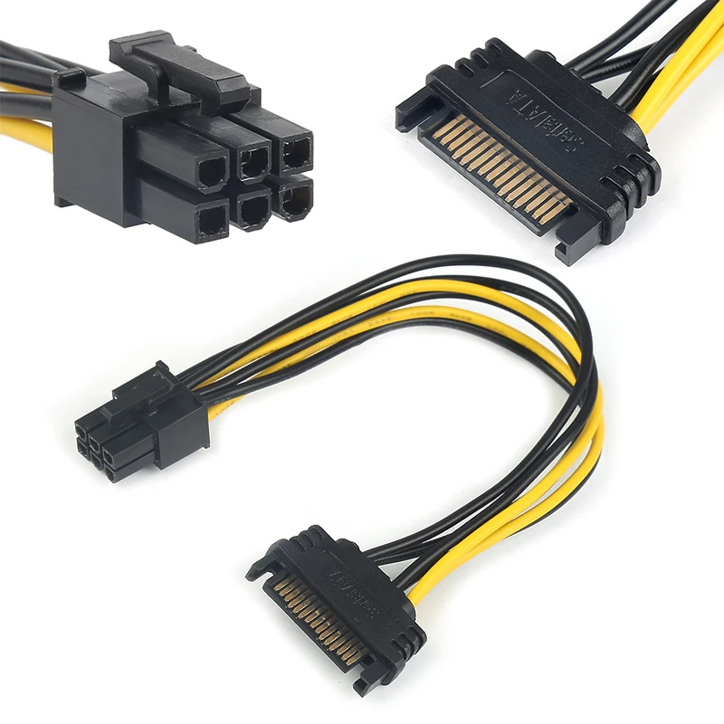 15 Pin SATA Power Cable To 6 Pin PCI Express Adapter Cable Power Supply Cable 20CM GPU Card Adapter