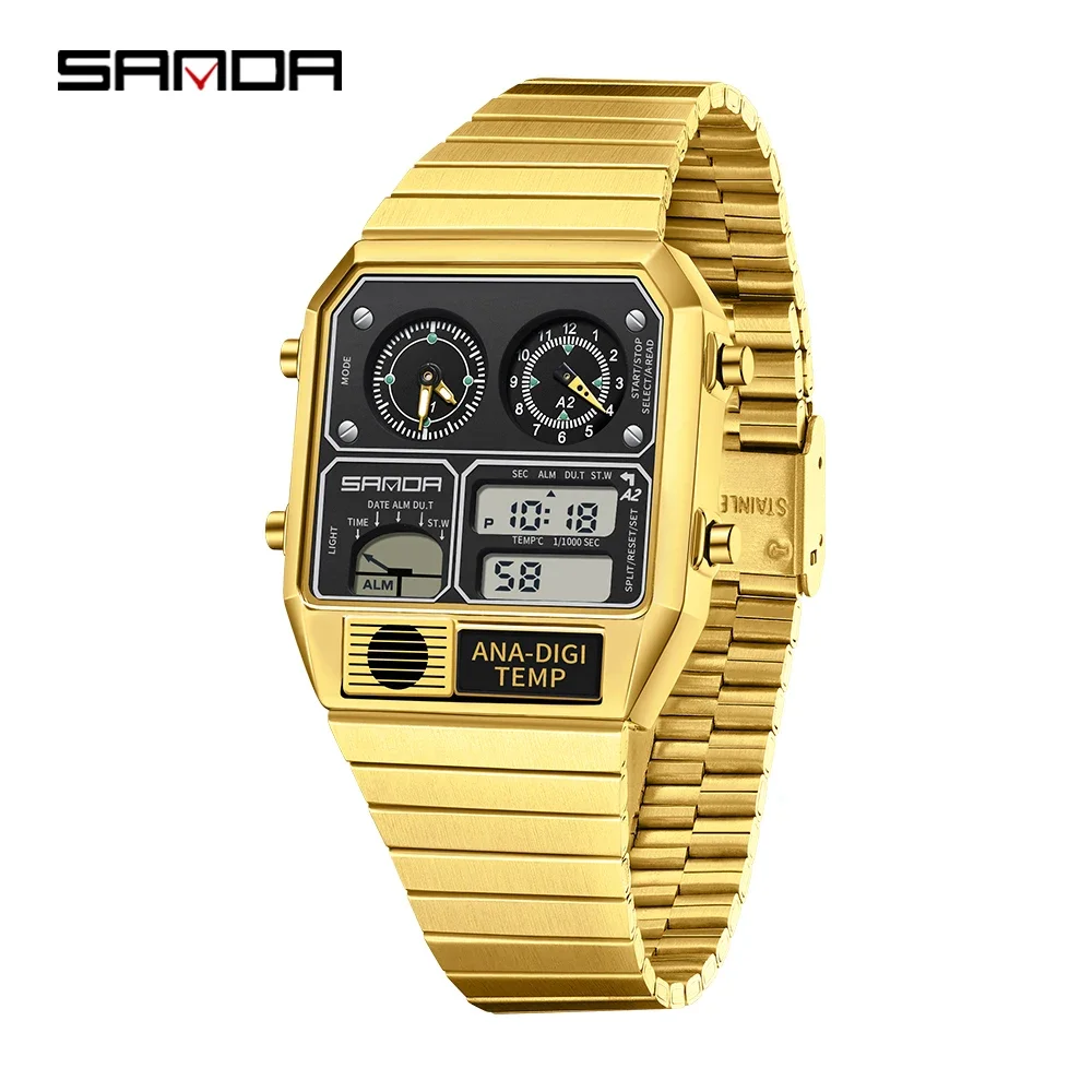 SANDA Fashion Square Men's Electronic Watch Sports Multi
