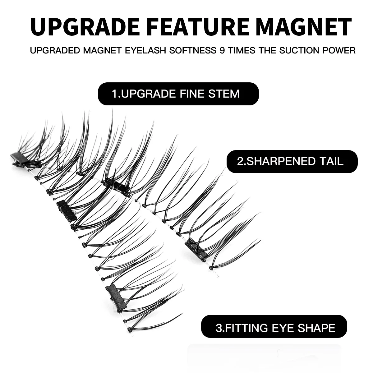 Reusable Magnetic Eyelashes And Mirror Case Gift Set 3D Natural Looking False Lashes 2 Magnetic Eyelash No-Glue