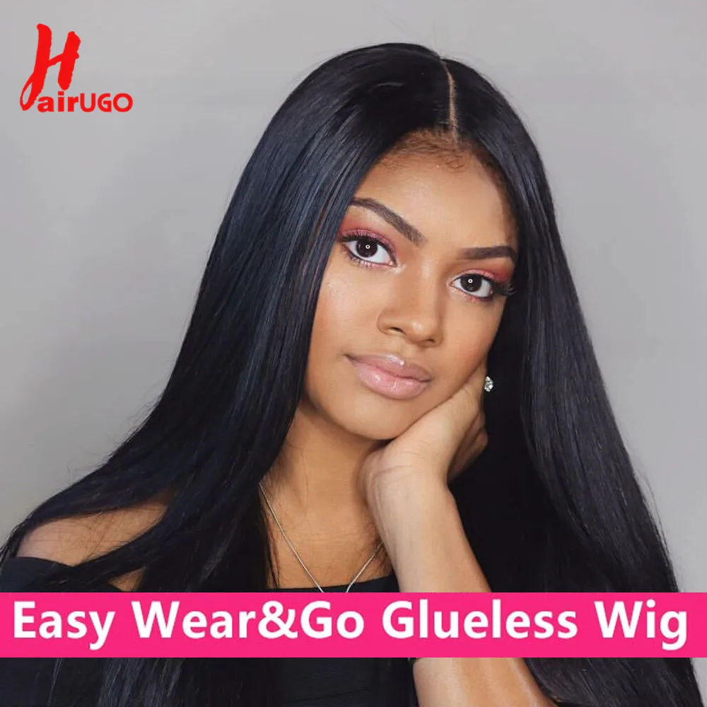 Glueless Straight 4x4 Lace Closure Wigs Ready To wear Pre Cut Pre Plucked Lace Closure Wigs Glueless Straight Human Hair Wigs