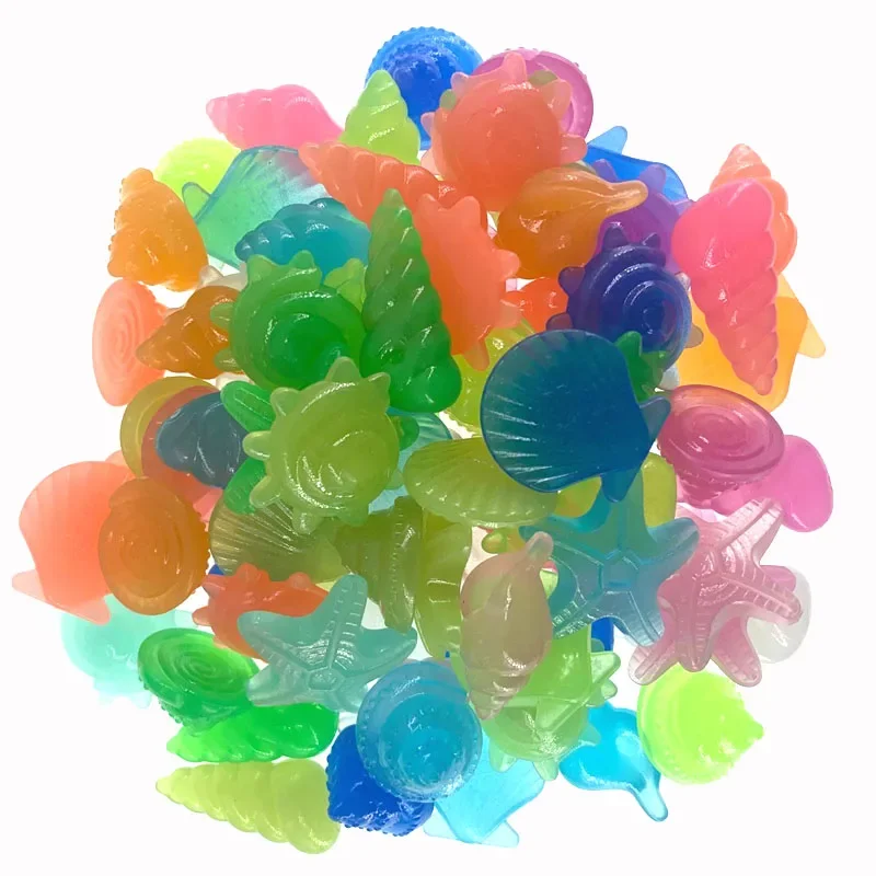 50/100/200pcs Luminous Glow Stones Shell Shaped Starfish Shell for Fish Tank Table Walkway Garden Glow in The Dark Pebbles Decor