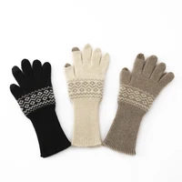 100% Pure Cashmere Mid-Length Gloves for Men and Women Touchscreen Finger Gloves Autumn Winter Warm Knitted Gloves
