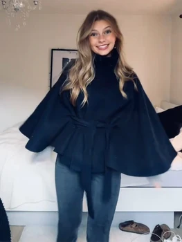 Cappotto da donna elegante colletto alto monopetto con lacci cappotti femminili solidi 2025 cappotti da donna per pendolari moda autunno 2025 1