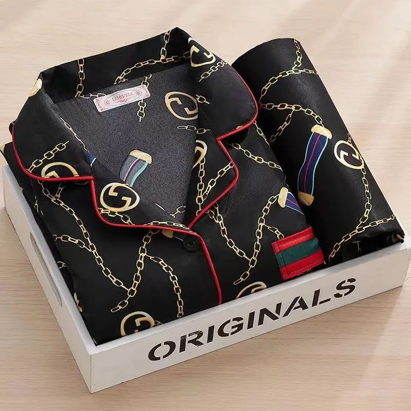 

2023 Pajamas For Women Silk Satin Suit Female Casual Pijama Mujer Autumn Suit Female Couple Pajamas Summer pijama hombre New 5XL