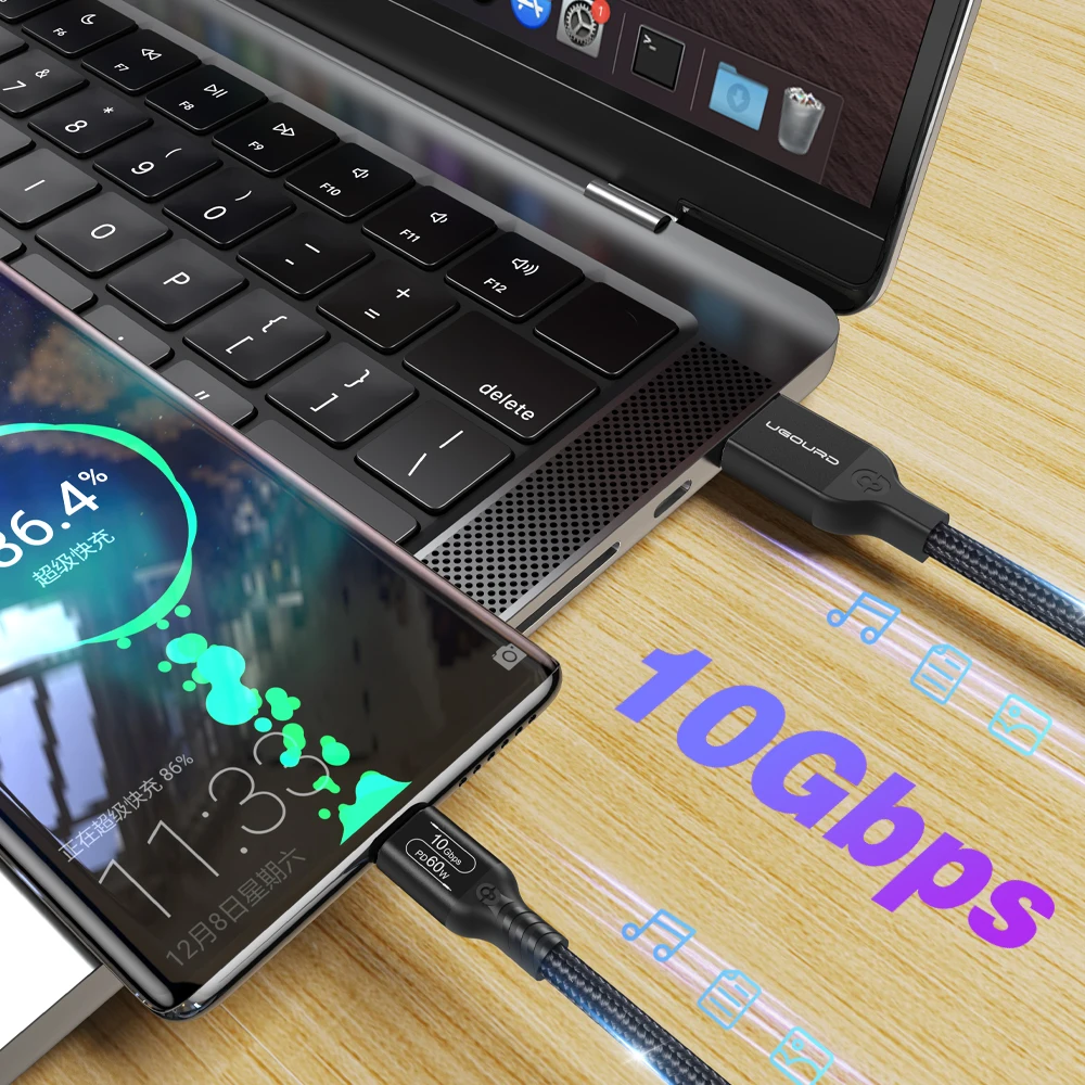 UGOURD USB 3.2 3.1 Gen2 10Gbps USB-A-유형 C 케이블 USB-C 데이터 전송 케이블 USB 허브 SSD 박스용 60W 고속 충전 코드