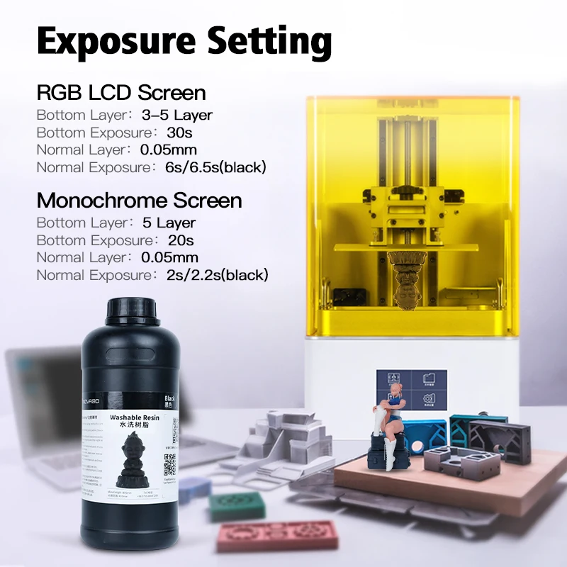 NOVA3D Resina lavabile in acqua stampante 3D LCD Resina a polimerizzazione  UV 405nm materiale di stampa fotopolimero liquido sensibile ai raggi UV  Resina 500g