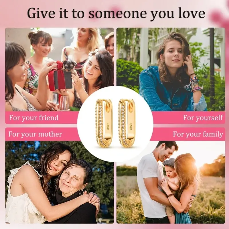 925 Sterling Silver Large Double Circle Hoop Earrings Geometry Simple CZ Zircon for Lady Gift Fine Jewelry silver hoop earrings