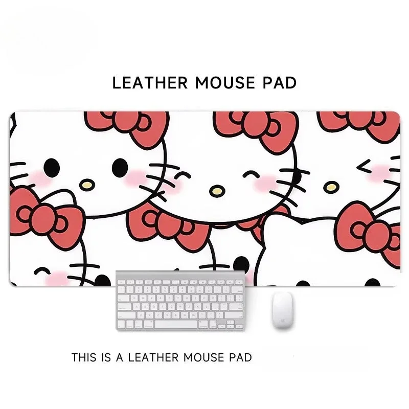 산리오 헬로 키티 사무실 테이블 패드 얼룩 방지 미끄럼 방지 가죽 마우스 패드 대형 소녀 귀여운 컴퓨터 키보드 패드