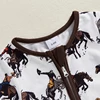 2024-12-03 Lioraitiin Newborn Baby Boy Western Romper Short Sleeve Round Neck Horse Print Jumpsuit Playsuit 4
