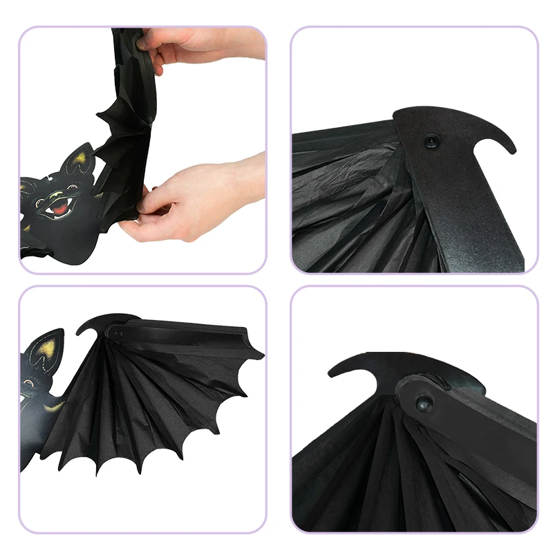 1/2pcs Halloween Bat Decoration Black Paper Bat Hanging Pendant per Halloween Festival Party Bar Decor Lantern Indoor Outdoor