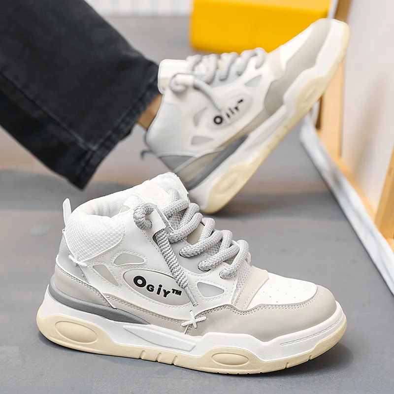 Sports Shoes Casual Sneakers Winter Platform Skateboarding Shoes Man Fashion High Top Casual Leather Sneakers Men Streetwear Men's Skateboard Shoes