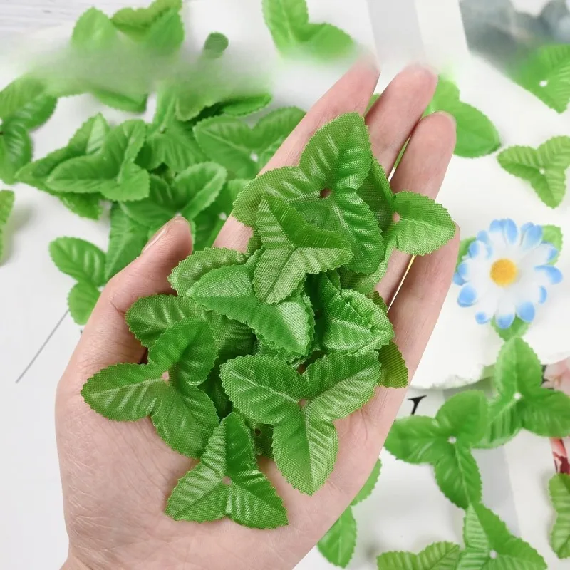 Silk Artificial Leaves DIY Mosaic Wedding Home Decor Realistic Faux Greenery for Wreath Scissors Rose Leaf Bulk Craft Supplies