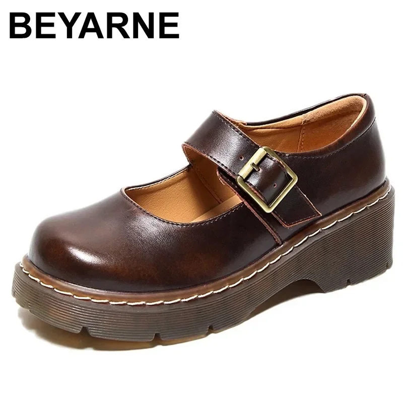 Women's Retro Thick Bottom Mori Girl Japanese Mary Jane Single Shoes College Style women shoes