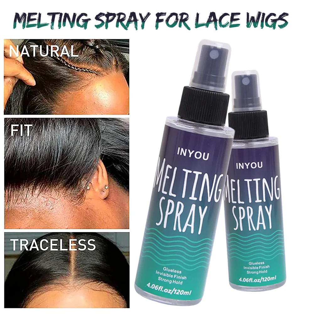 120ML Lace Melting and Holding Spray Adhesives Remover Glue-Less Hair Adhesive Wig Strong Natural Finishing Hold Control Wig glue remover Wig spray Wig care spray