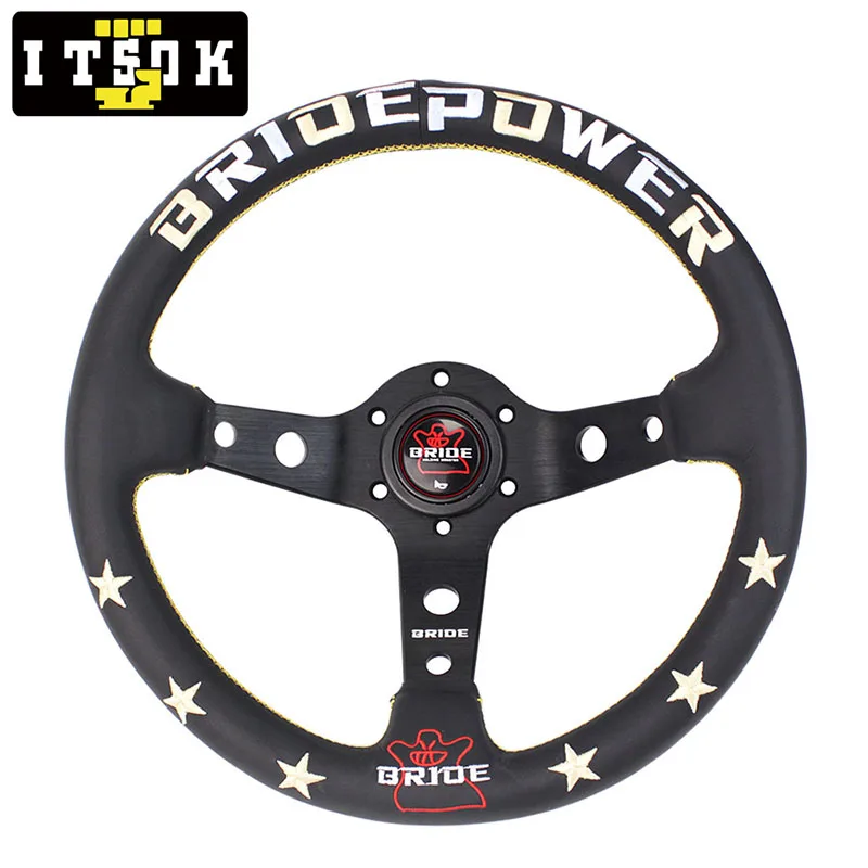 BrideSteeringWheelUniversalRealLeatherEmbroidery13inch330mmJDMCarTuningRacingDrift