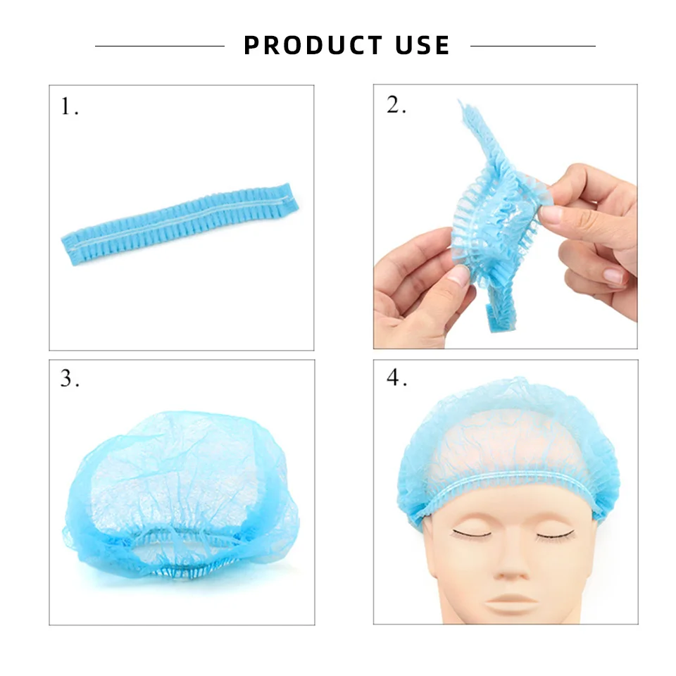 100 szt./opakowanie jednorazowy czepek prysznicowy elastyczny pokrowiec na główkę do włosów wodoodporny nietkany kapelusz kąpielowy do przedłużania przezroczystej kuchni