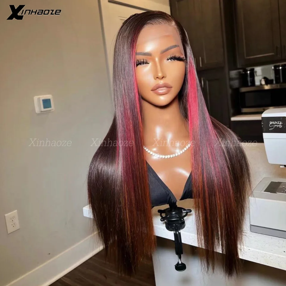 

1B 99J Burgundy Human Hair Wig Straight 13x6 Lace Front Wigs For Woman HD Lace Silk Base Highlight Colored Human Hair Wigs