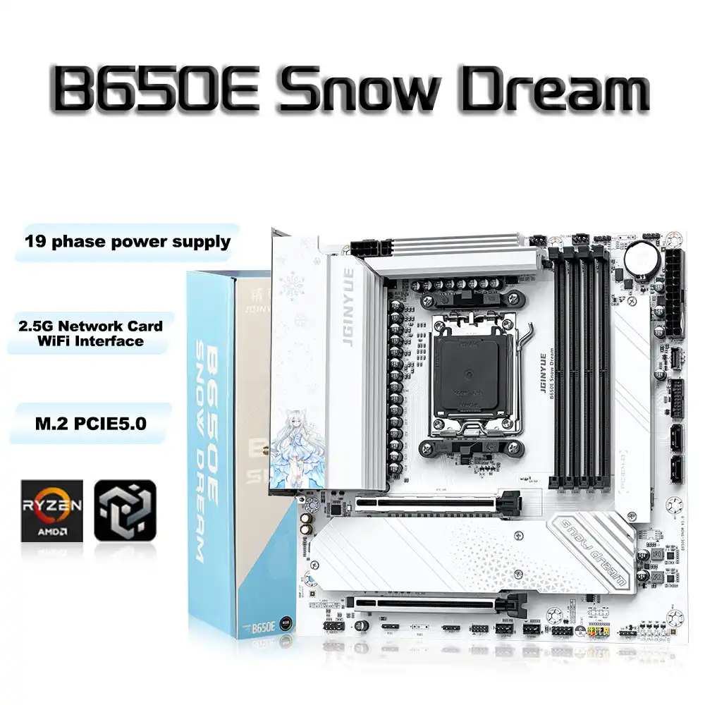 JGINYUE B650E Snow Dream AM5 MATX Motherboard WIFI6E computer