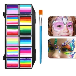 Vibrant Rainbow Palette Kids' Face and Body Paint for Creative Halloween and Stage Makeup (A)