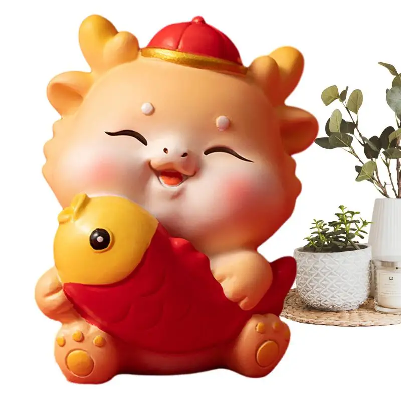 

Chinese Zodiac Dragon Figure Cute Dragon Statue 2024 Creative Resin Mascot Chinese New Year Decor Dashboard Warm Sharing