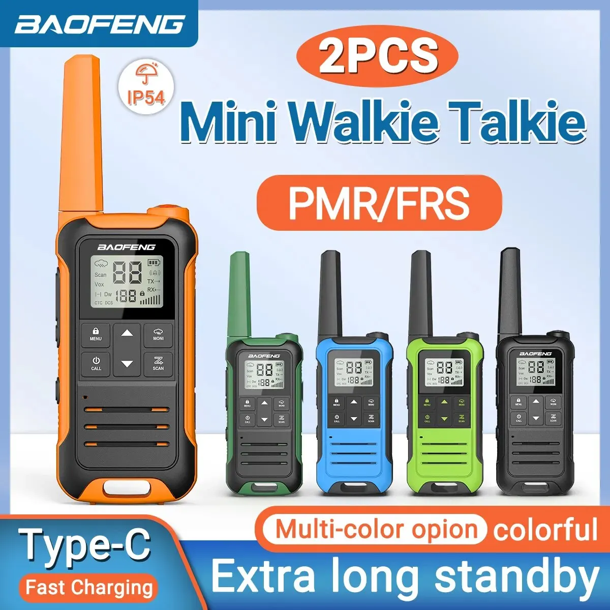 2pcs baofeng f22 mini walkie talkie pmr446 frs radio portatile