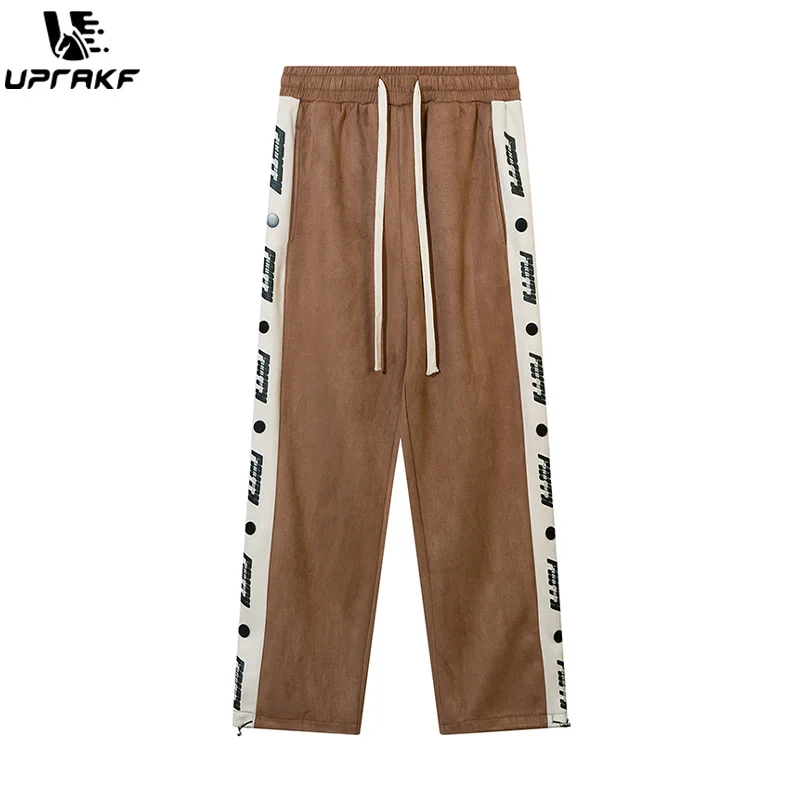 UPRAKF Side Stripe Trousers Streetwear Comfort Fashion Hip Hop High Quality Autumn High Waist Pantalones Back Pocket