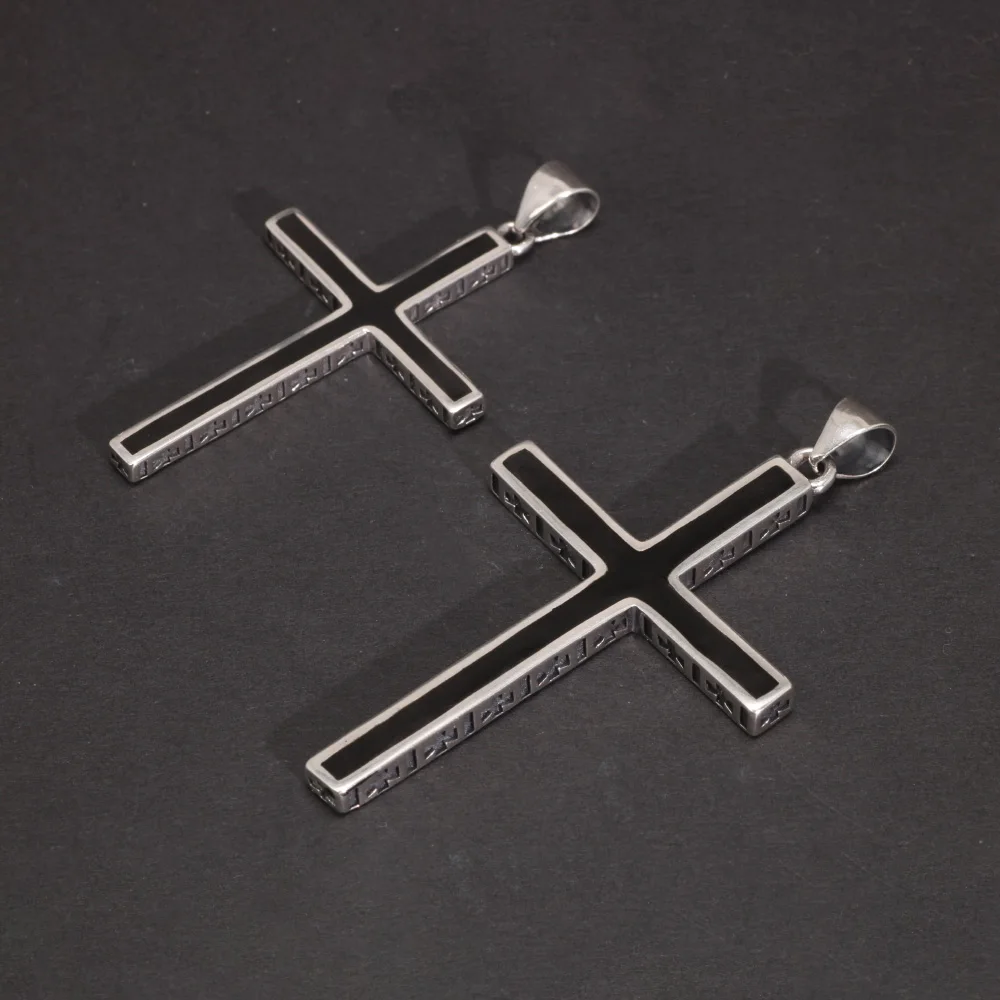 Real Solid 925 Sterling Silver Crosses For Men Christian Black Jesus Pendant Couples Women Lovers Fine Jewelry pendant necklace silver necklace silver pendant silver necklace charms