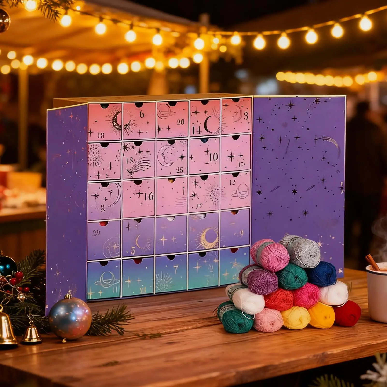 Christmas Yarn Advent 25 Days Crochet Accessories DIY Craft Yarn Countdown Calendar For Women Mothers Enthusiasts Winter