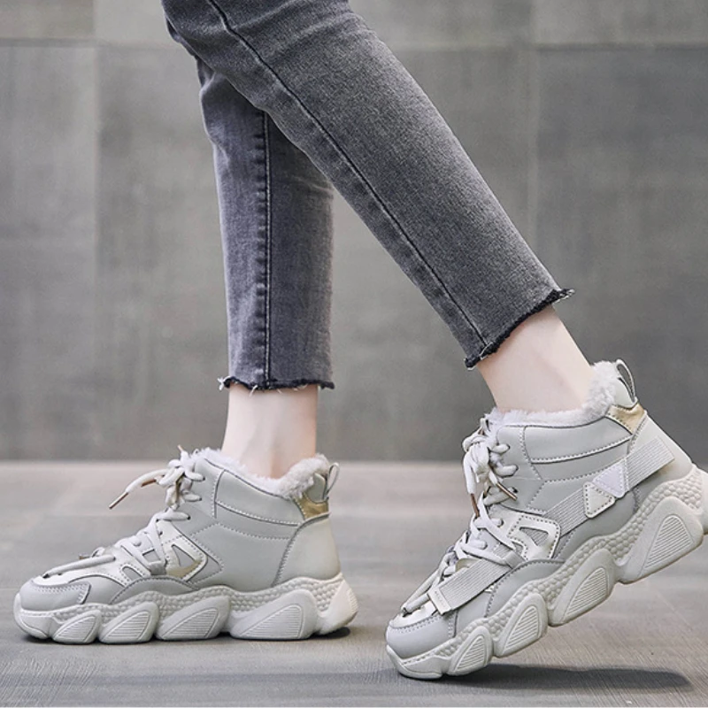 Women Sneakers Winter 2022 New Arrivals Comfortable Plus Velvet Keep Warm Platform Sneaker Female Casual Sports Skateboard Shoes