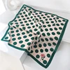 Luna&Dolphin Women Spring  Square Scarf 70X70CM Green Dot Rose Cartoon Chiffon Silk  Elegant Flower Camera Headband Hair Bandana 3