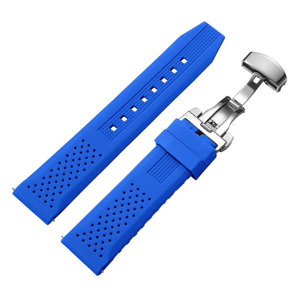 Silicone Quick Release Watch Strap with Butterfly Buckle - Available in Multiple Sizes
