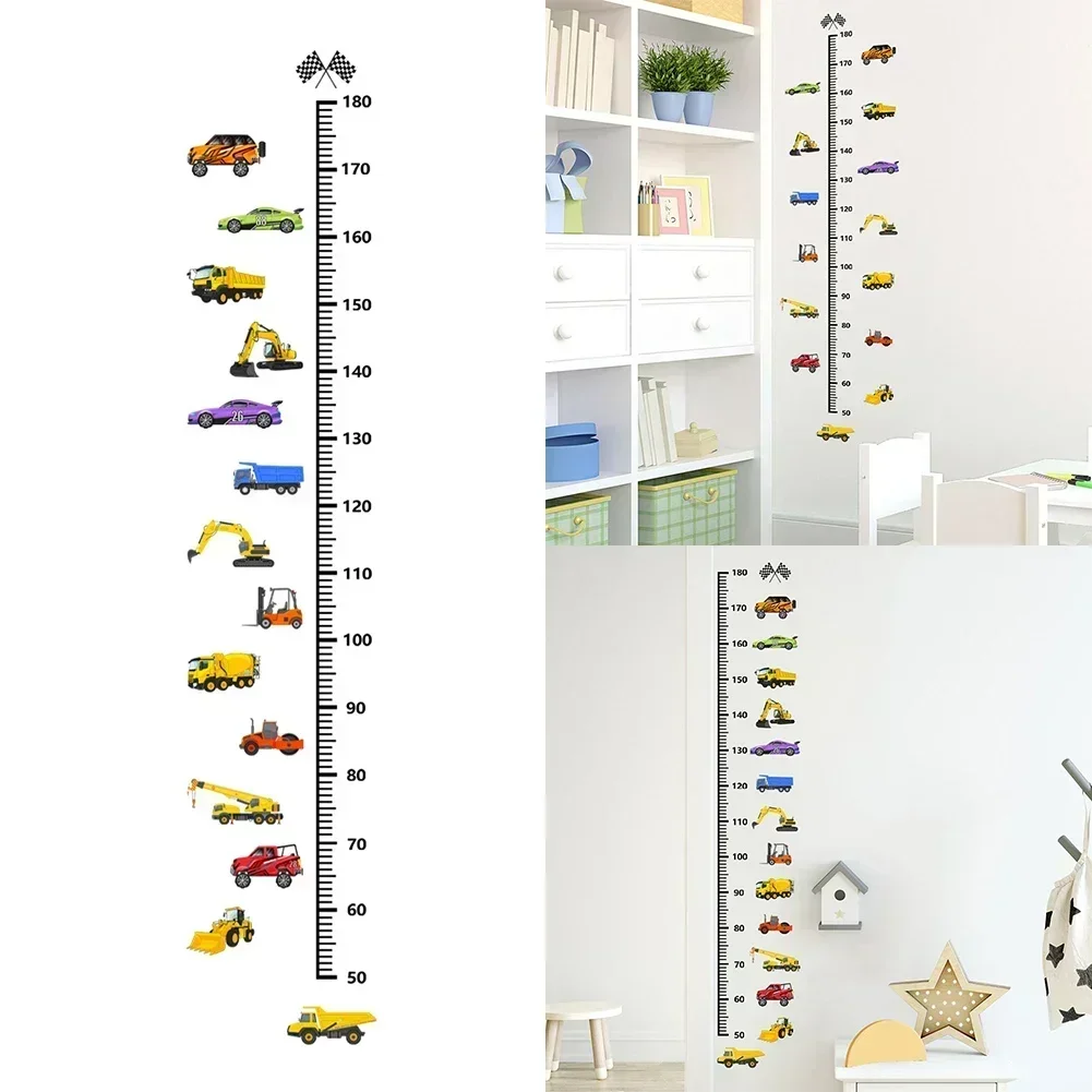 Height Stickers Construction Vehicle Tower Crane for Kids Room Kindergarten Baby Measuring Height Ruler Wall Stickers Boys Gift