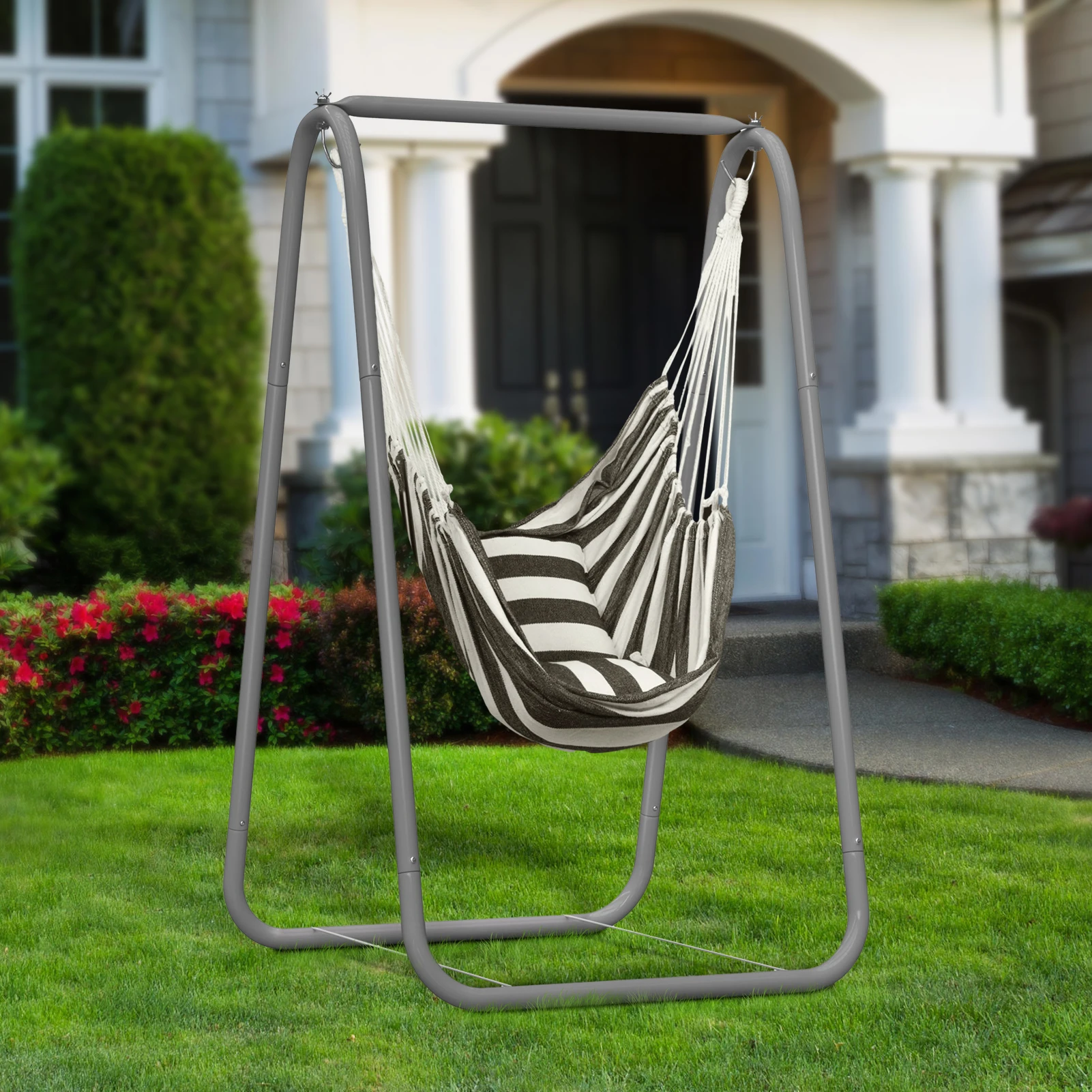 Camping Hammock Travel Portable Hanging Bed Chair With Bracket Garden Swing Stand Beach Outdoor Thicken Hammock Patio Yard