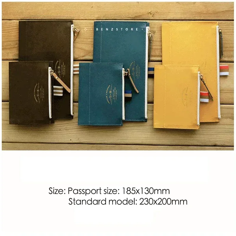 Fromthenon Travel Notebook Storage Bag Loose Leaf Notebook Washable Zipper Pen Bag Stationery Stickers Storage Supplies 6