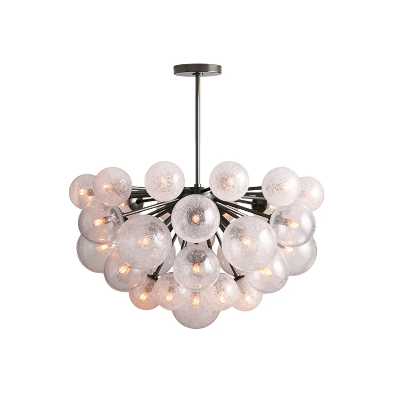 E14 LED American Golden Chrome Stainless Steel Glass Chandelier Lighting Suspension Luminaire Lampen For Dinning Room