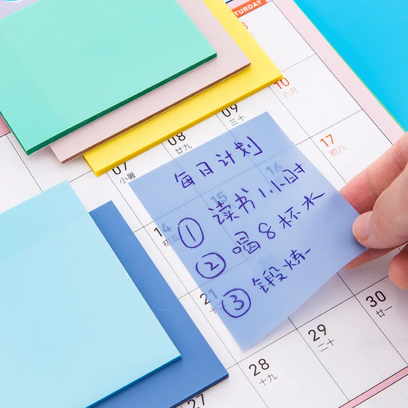 50Page Transparent Sticky Notes Student Waterproof Message Memo Pad Creative Stationery Office School Supplies Color Notebook