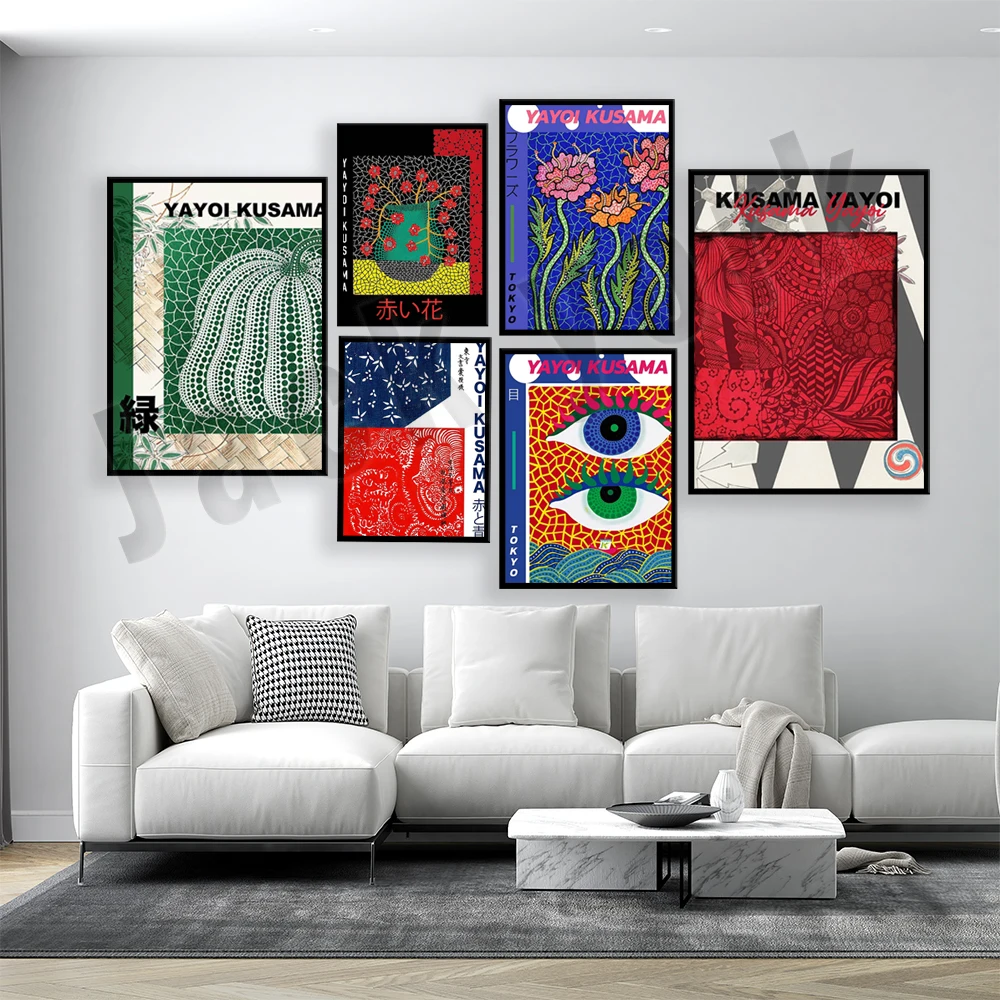 Poster Giapponese Yayoi Kusama, Vintage Art Polka Dot Pumpkin Art Print, Eye, Modello Astratto, Kusama Pumpkin Classic Murale