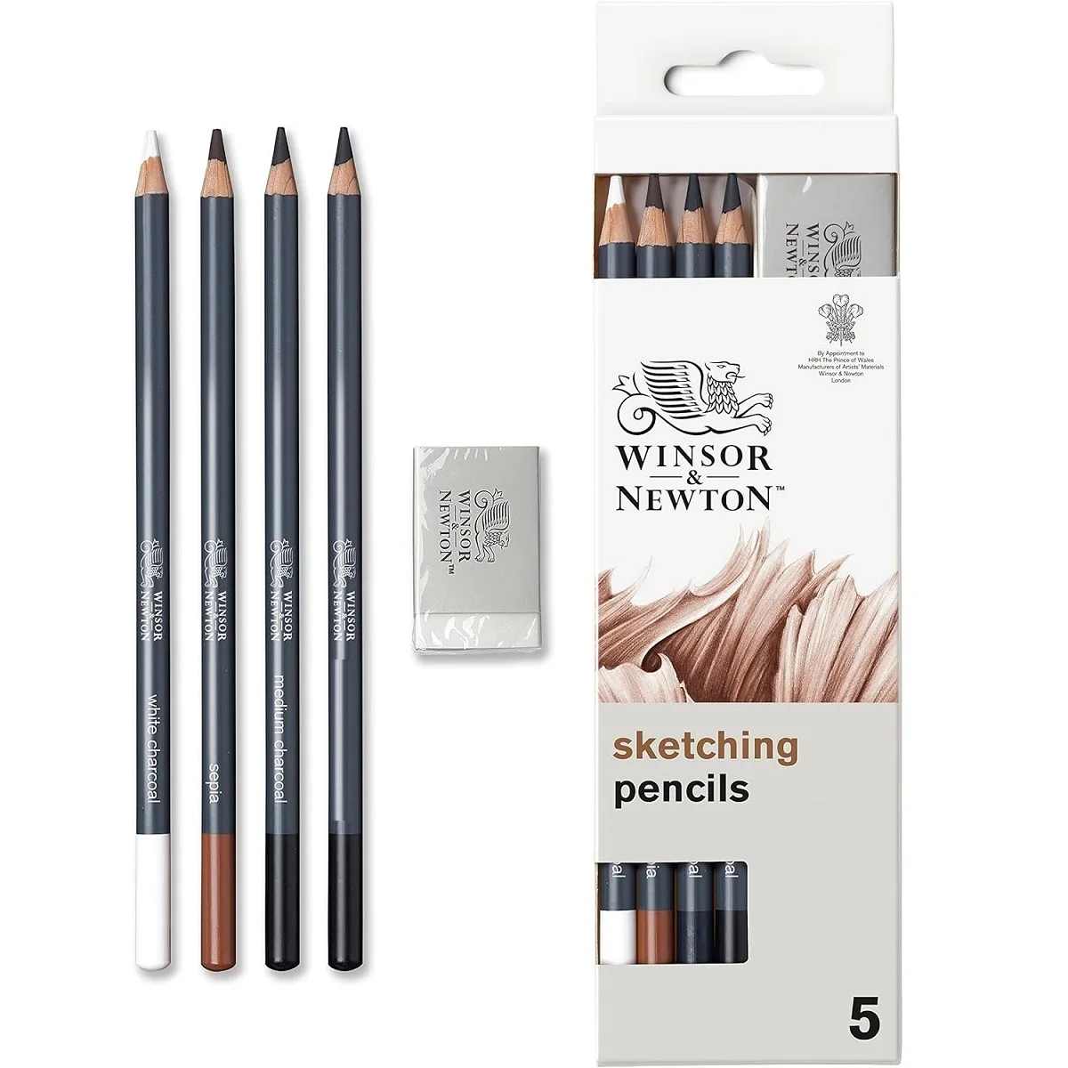 

Winsor & Newton Studio коллекция эскизов древесный уголь карандаши (4 карандаша + 1 ластик)