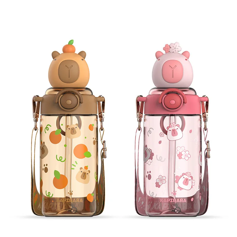 Kawaii High Quality Capybara Tritan Bottles Material Water Cup Kids Portable kapibara Sditch Stress Relief Weddings Gifts