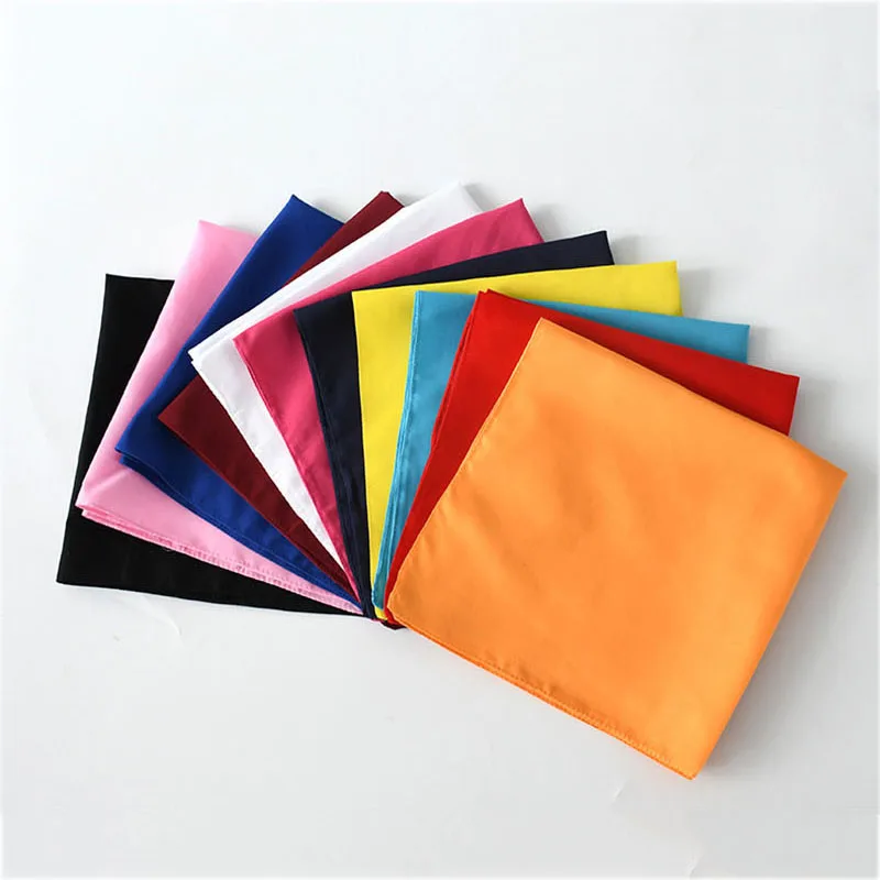 Fashion Hip Hop Bandana Polyester Square Scarf Men Women Headbands Solid Color Hijab Wrist Wraps Face Mask Handkerchief Scarves 4
