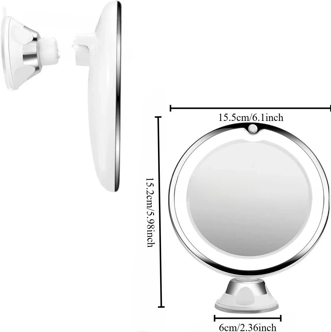 Portable Flexible Makeup Mirror 10x Magnifying Glass Suction Cup LED Lighting Included mirror makeup mirror,magnifying mirror,hand holding mirror