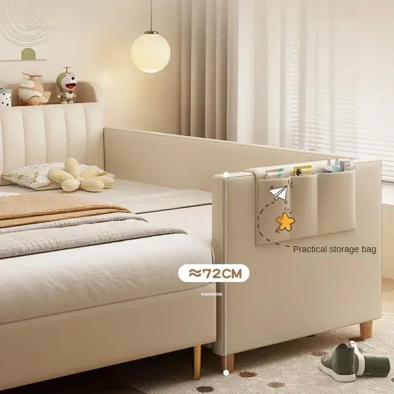 Nordic Comfortable Kids Beds Children's Furniture Creative Widened Bed Side Splicing Children's Beds with Guardrails Toddler Bed