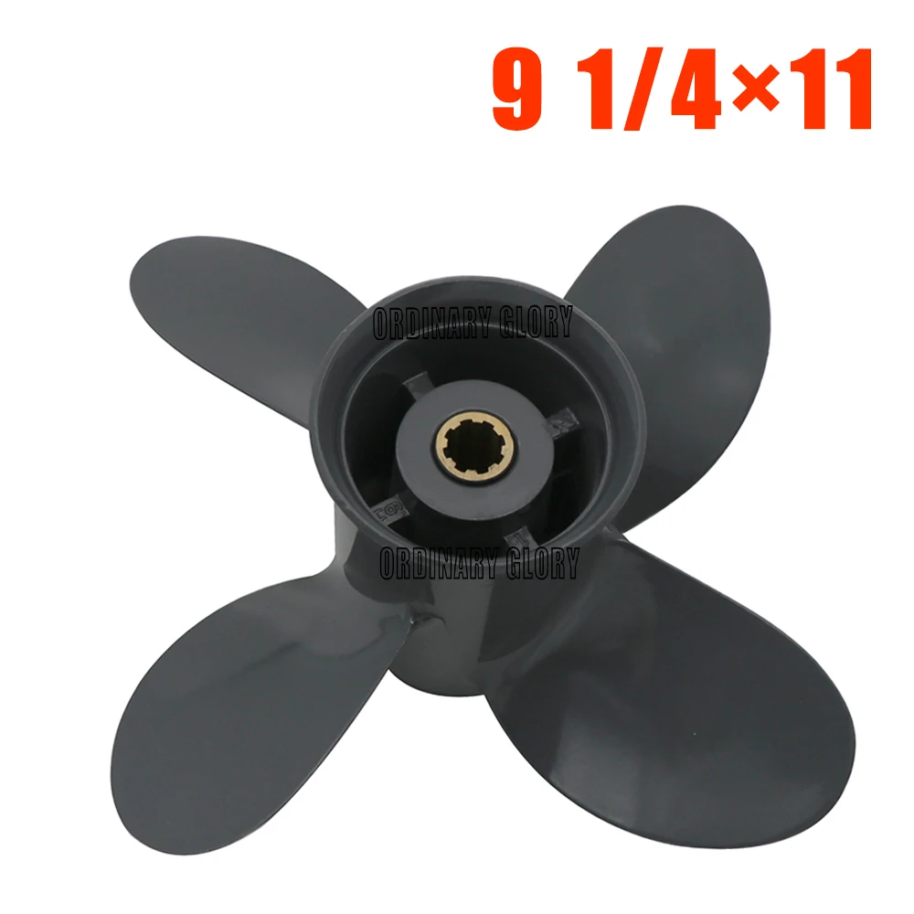 Außenborder Propeller 4-Blatt, 9 1/4x10 Zoll, 8 Splines – Für BF8D, BF9.9D, BF15A Uvm.