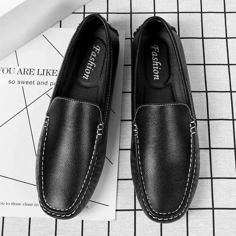 

Elegant Top Layer Cowhide Casual Leather Shoes Slip-on Soft Leather Men's Shoes with Tendon Sole Comfortable Soft Sole