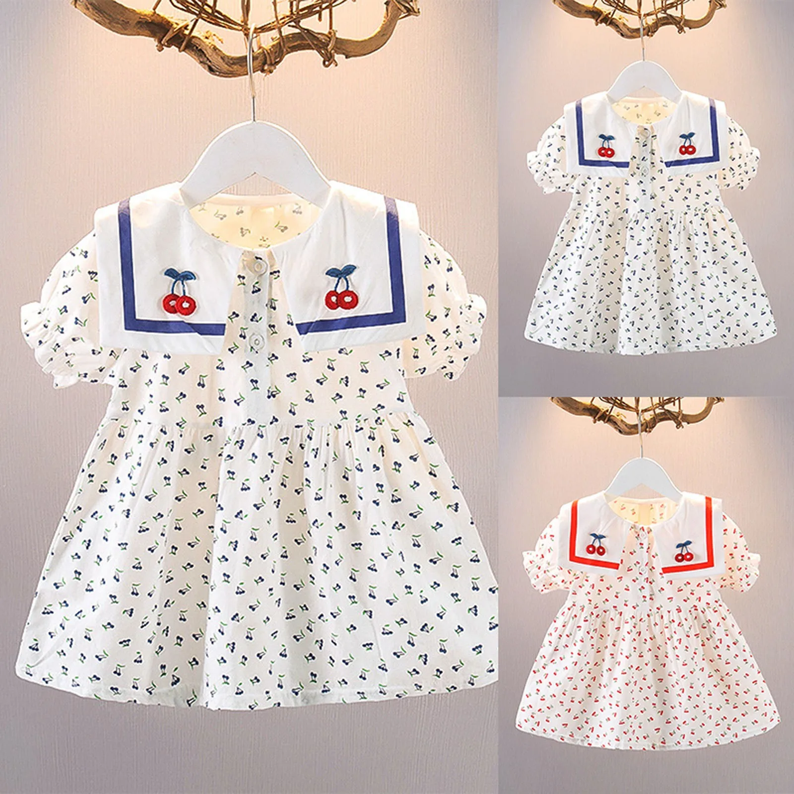 

Korean Version Baby Girl Clothing Dress Toddler Summer Puff Sleeves Cute Flowers Princess Dress Infant Fashion Casual Dress
