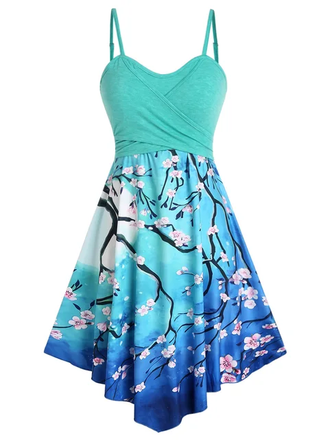 bohemian flower crossover empire waist dress