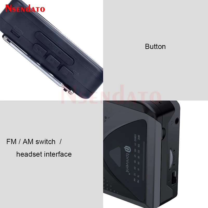 Portable Cassette Radio Player Recorder Tape FM AM 3.5MM Radio Cassette Player with Built-in Speaker in the NO PC