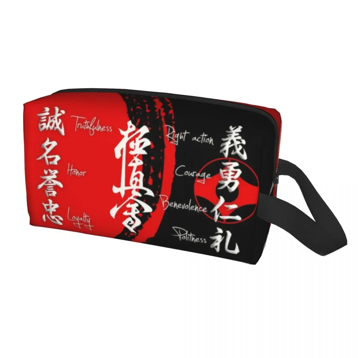 

Kyokushin Karate Bushido Values Toiletry Bag Women Martial Arts Cosmetic Makeup Organizer Lady Beauty Storage Dopp Kit Box