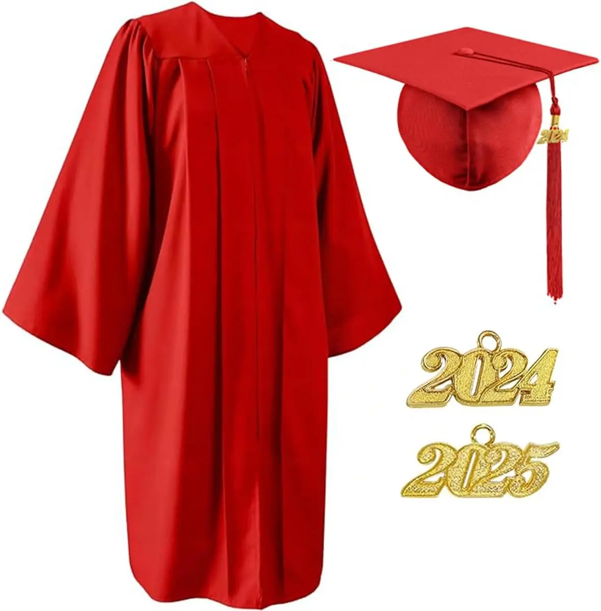 Unisex Matte Cap Gown Tassel High School College Graduation Academic Dress
